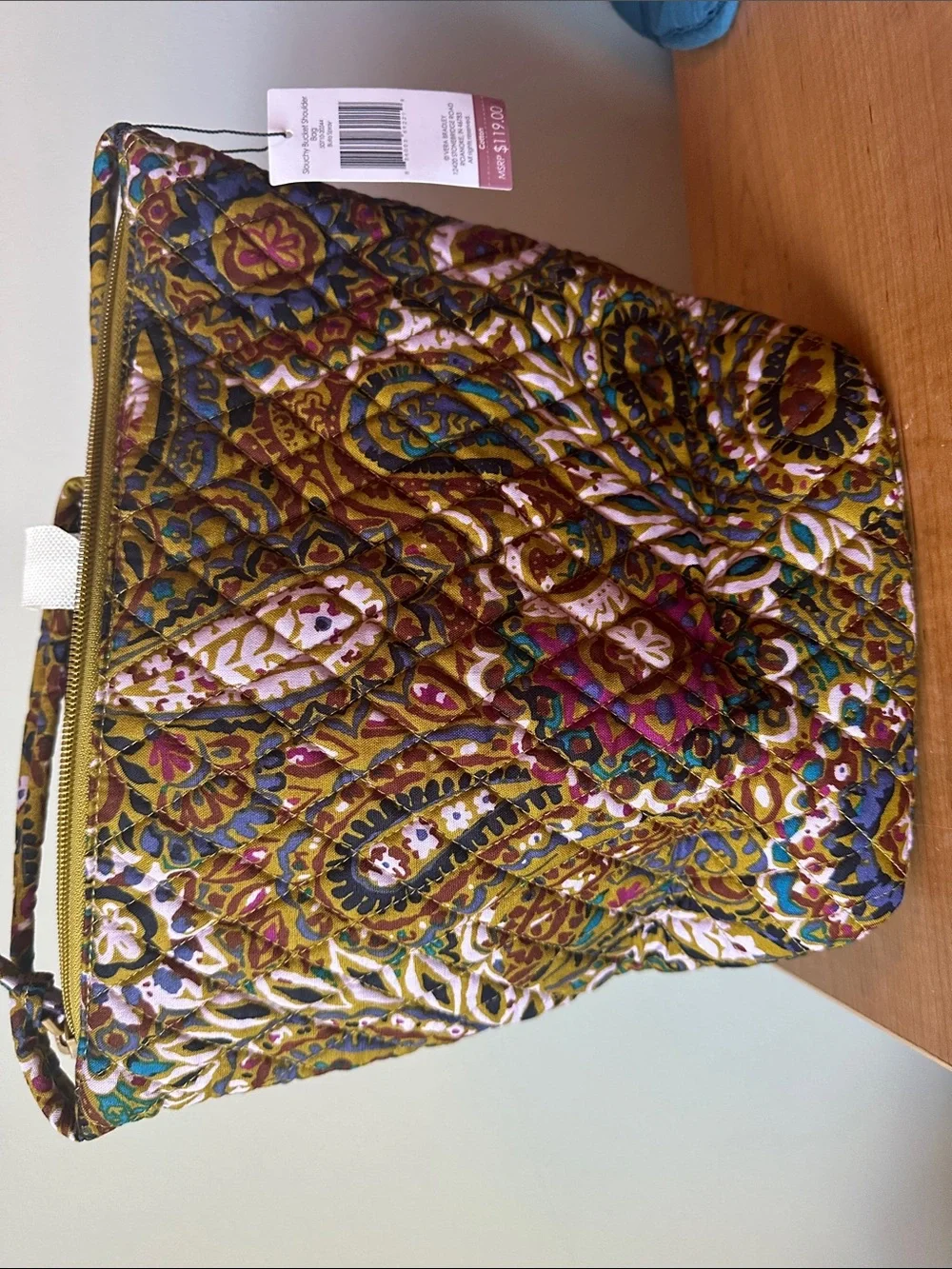 Vera Bradley Quilted Paisley Tote in Mustard, Teal & Plum